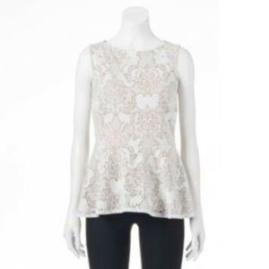 Peplum Top Large Lacey White with Tan Lining